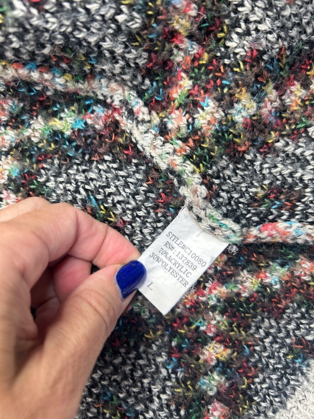 Dreamers by debut Open Cardigan Sz L Multicolor Aztec Geometric Southwest Knit - Picture 9 of 10